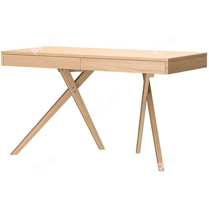 Modern Oak Desk with Storage 3D model image 1