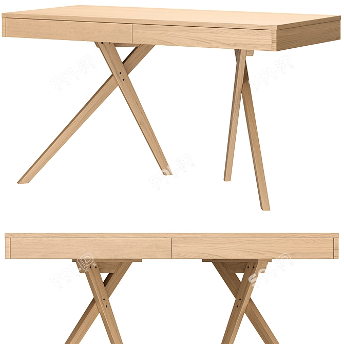 Modern Oak Desk with Storage 3D model image 5