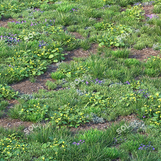 Spring Meadow with Flowers 3D model image 14