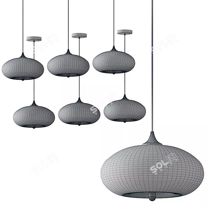 Nordic Glass 7-Color Pendant Light 3D model image 2