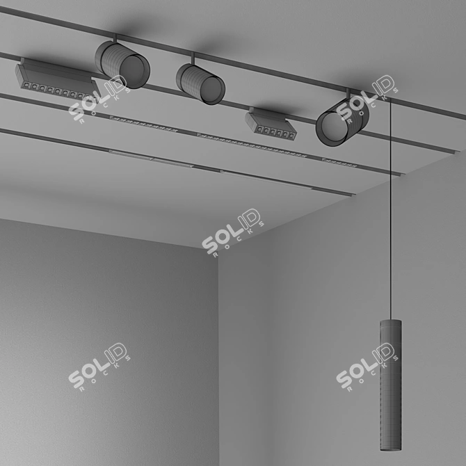 Slim Magnetic Track Lighting System 3D model image 2
