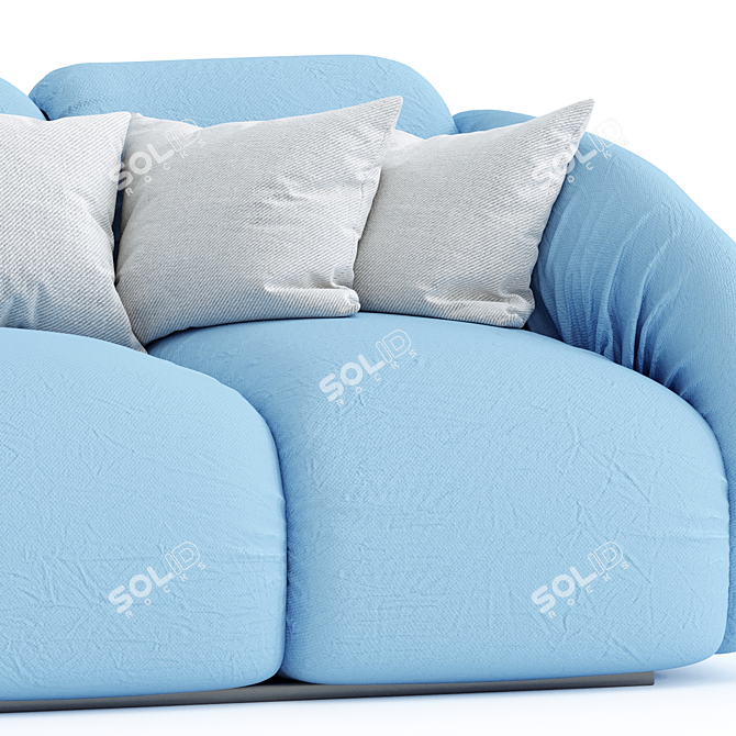 Cozy Light Blue Puffer Sofa 3D model image 3