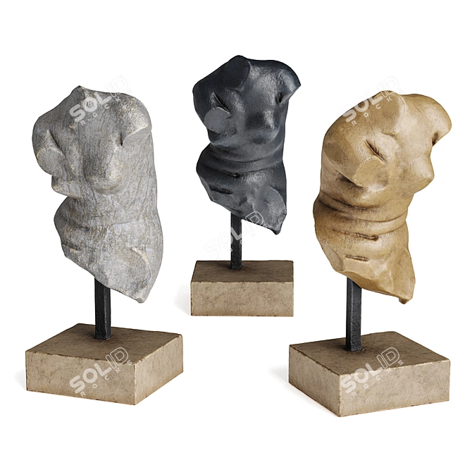 Venus Torso Sculpture, Elegant Decor 3D model image 1