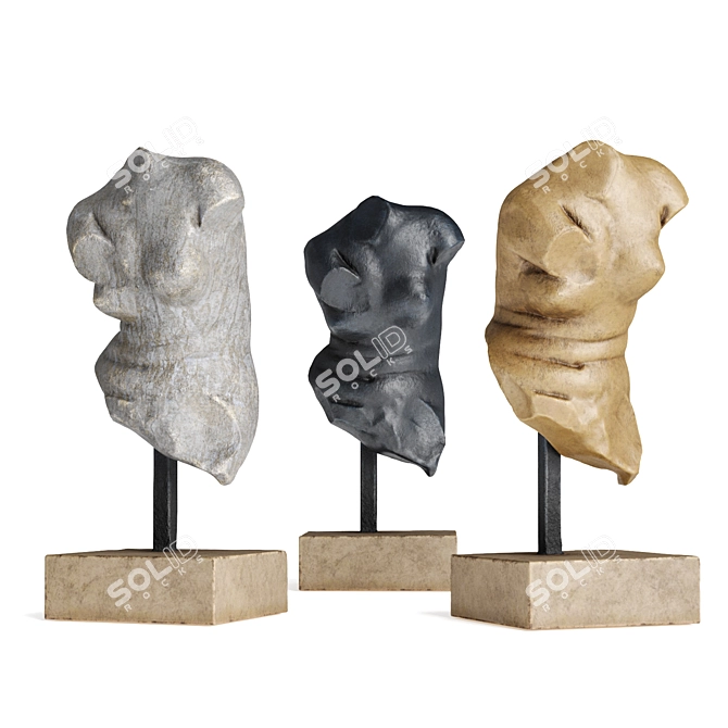 Venus Torso Sculpture, Elegant Decor 3D model image 2