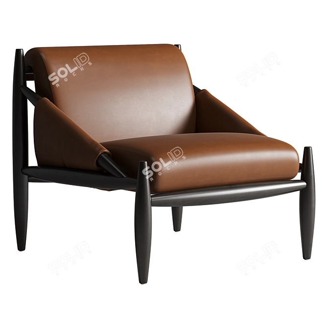 Retro Bliss Leather Accent Chair 3D model image 1