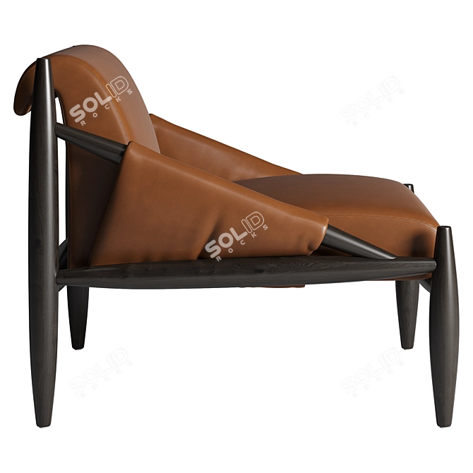 Retro Bliss Leather Accent Chair 3D model image 3