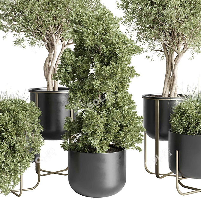 Modern Metal Plant Stand Showcase 3D model image 2