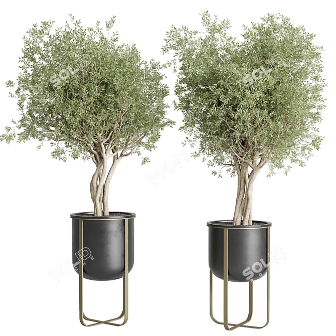 Modern Metal Plant Stand Showcase 3D model image 5