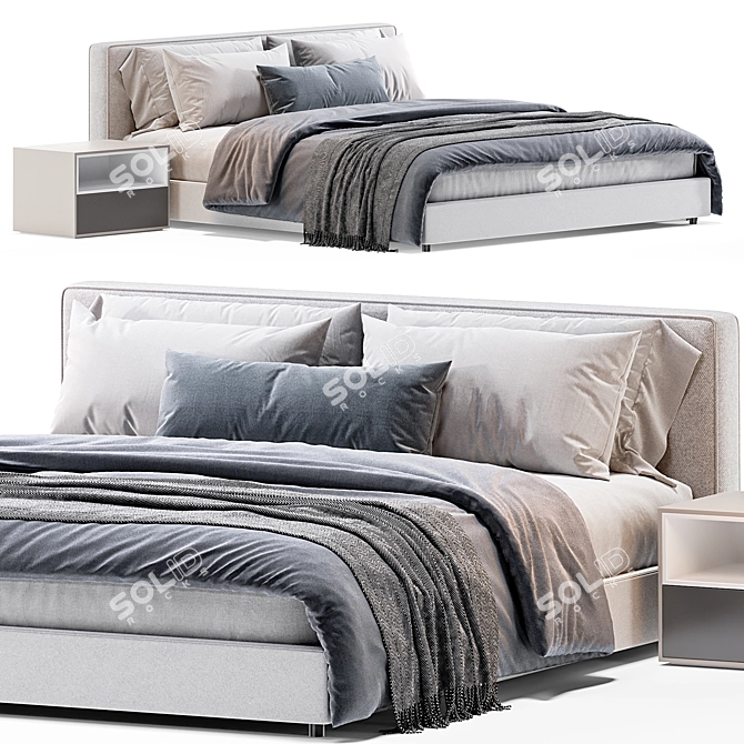 West Elm Flanged Bed 3D 3D model image 1