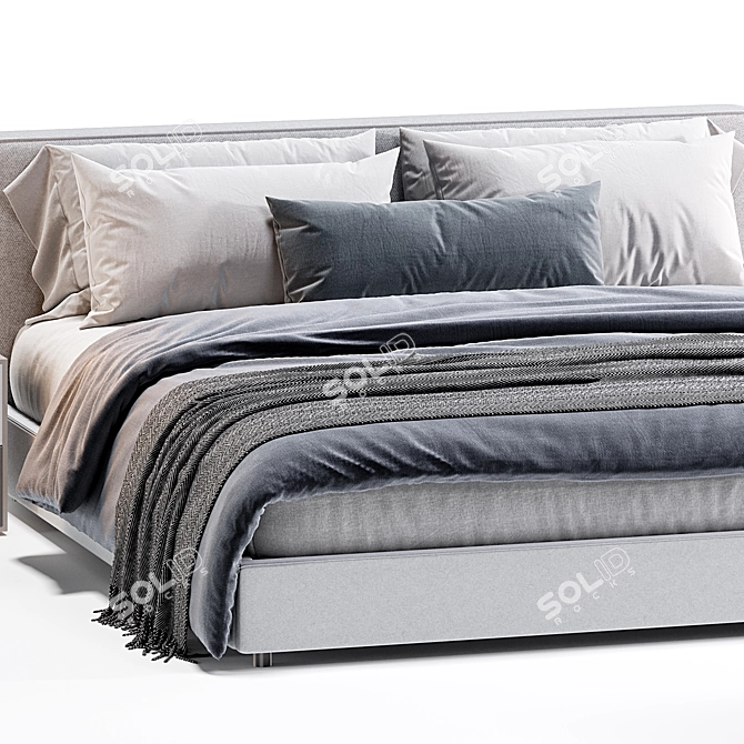 West Elm Flanged Bed 3D 3D model image 3