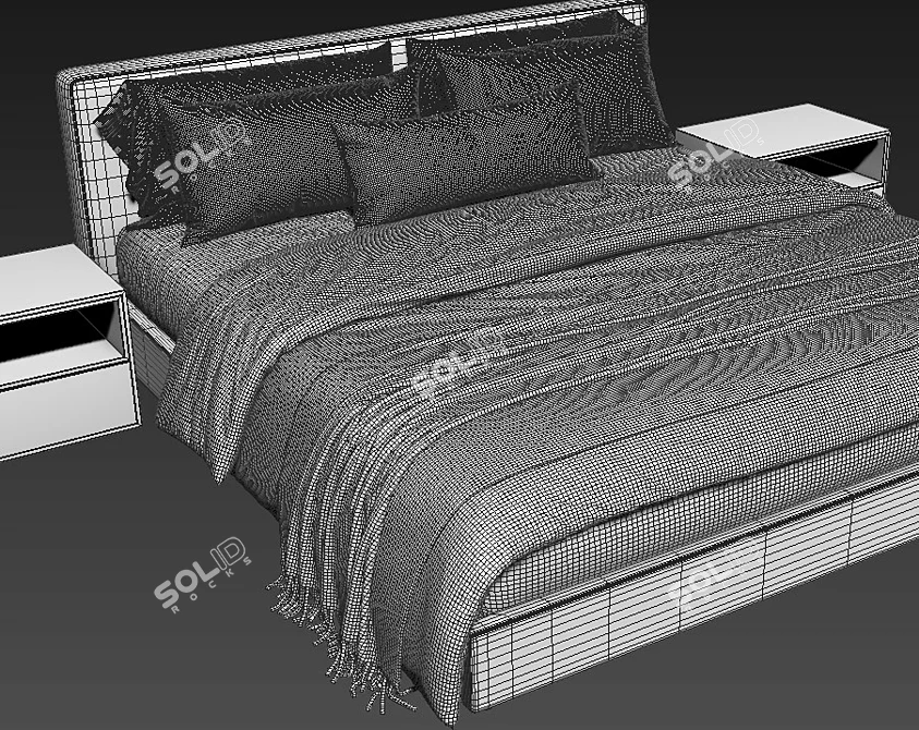 West Elm Flanged Bed 3D 3D model image 4