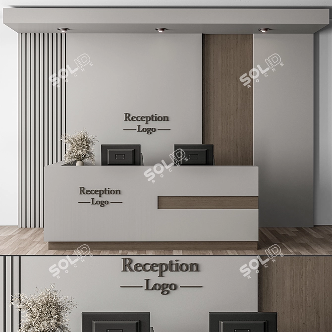 Modern Reception Desk Office Set 3D model image 1