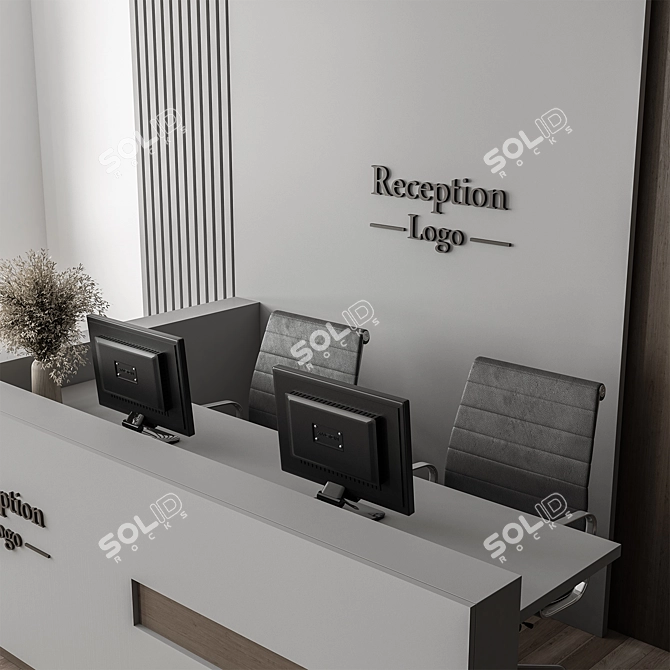 Modern Reception Desk Office Set 3D model image 2