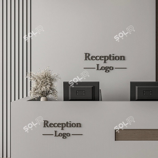 Modern Reception Desk Office Set 3D model image 3