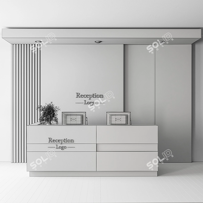 Modern Reception Desk Office Set 3D model image 4