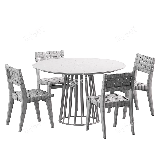 Risom 666 Dining Chairs Set 3D model image 2