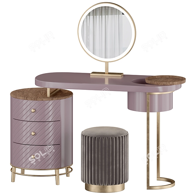 LED Makeup Vanity Table with Drawers 3D model image 2