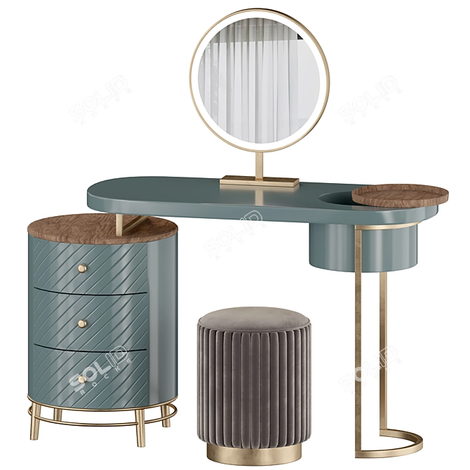 LED Makeup Vanity Table with Drawers 3D model image 6