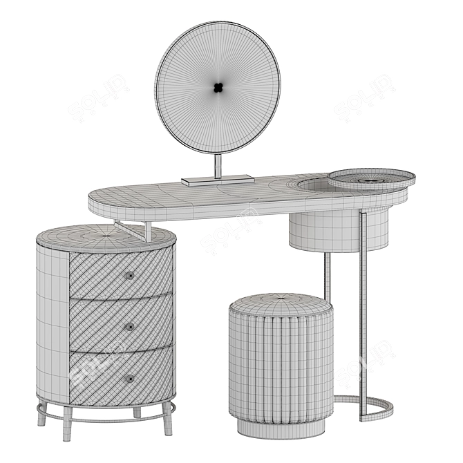 LED Makeup Vanity Table with Drawers 3D model image 7