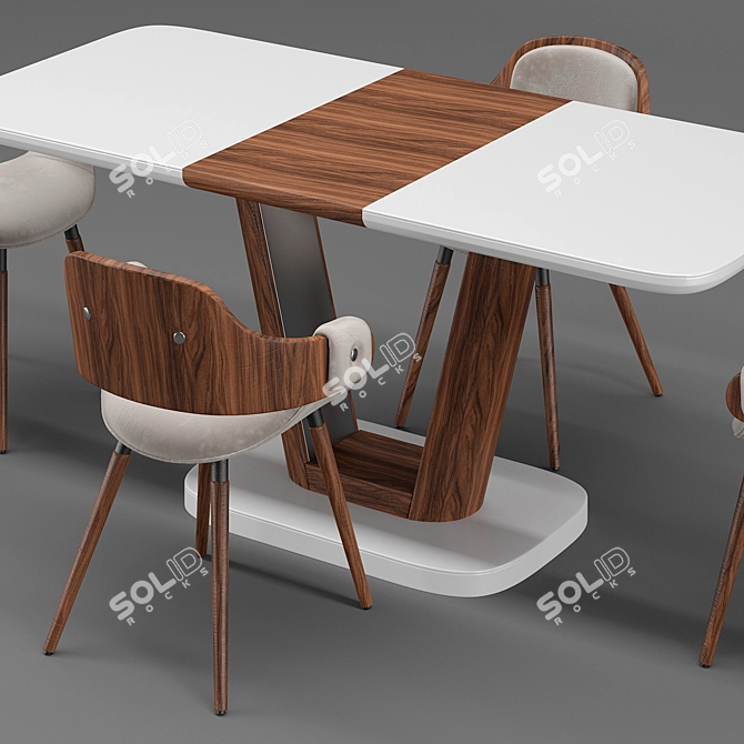 Retro-inspired Chair & Table Set 3D model image 3