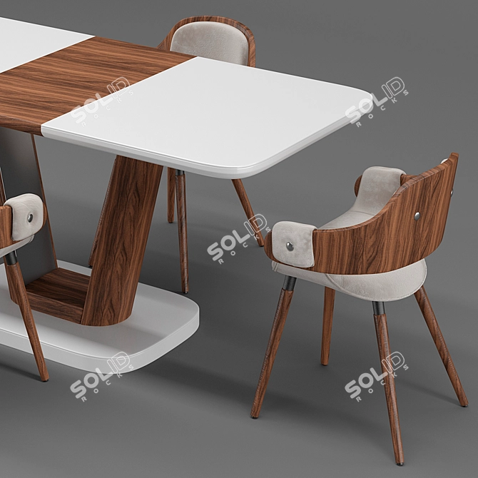 Retro-inspired Chair & Table Set 3D model image 4