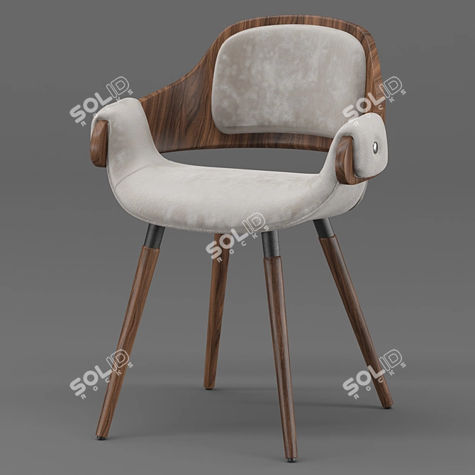 Retro-inspired Chair & Table Set 3D model image 5