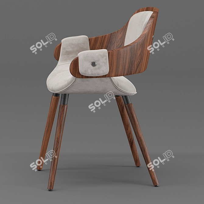 Retro-inspired Chair & Table Set 3D model image 6