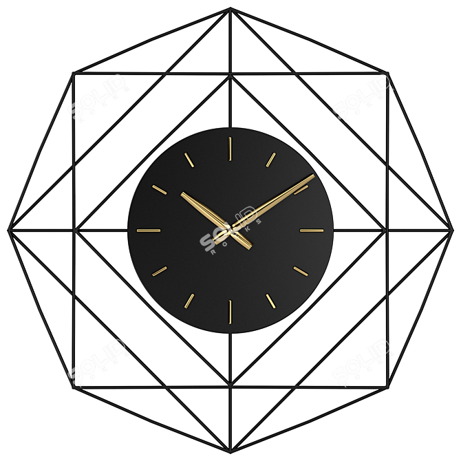 Contemporary Geometric Metal Wall Clock 3D model image 1
