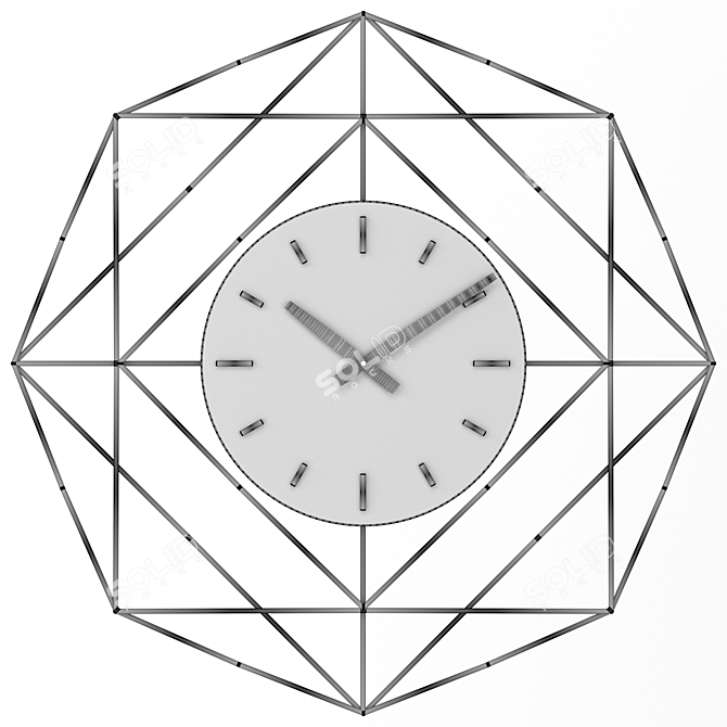 Contemporary Geometric Metal Wall Clock 3D model image 2