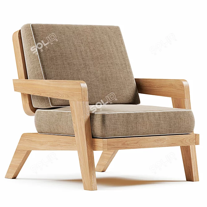 Teak Avila Lounge Chair: Elegant Comfort 3D model image 1