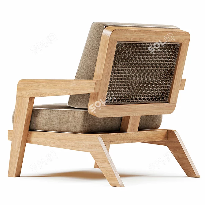 Teak Avila Lounge Chair: Elegant Comfort 3D model image 2