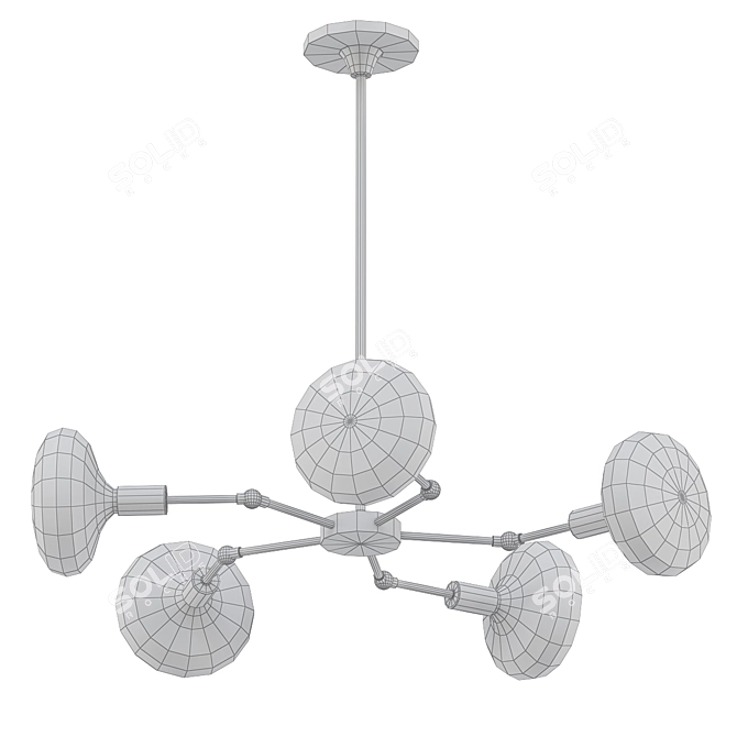 Modern Vega Chandelier in Brass 3D model image 2