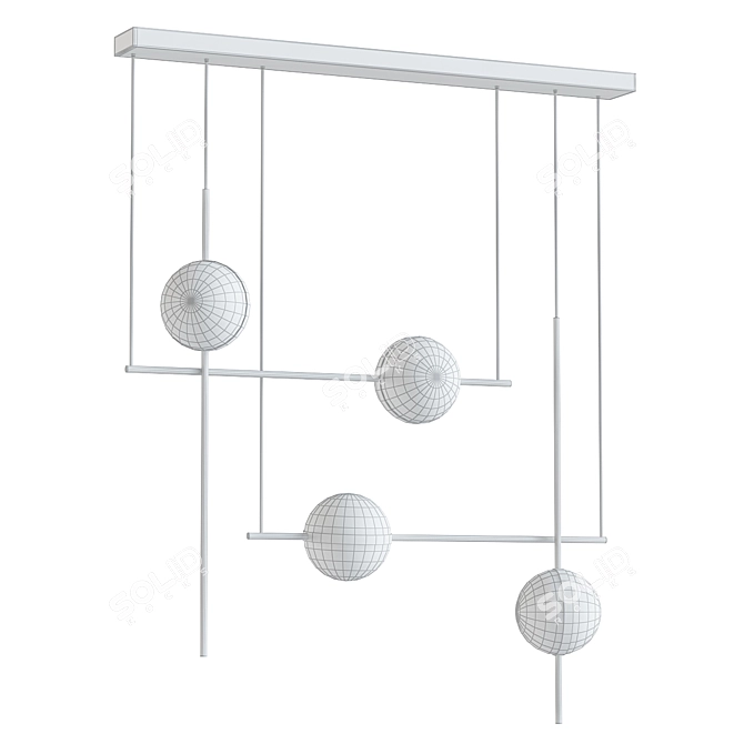 Modern Linear Pendant Lighting Fixture 3D model image 2