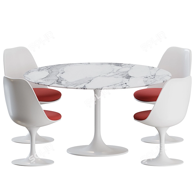 Modern Knoll Tulip Dining Set 3D model image 3