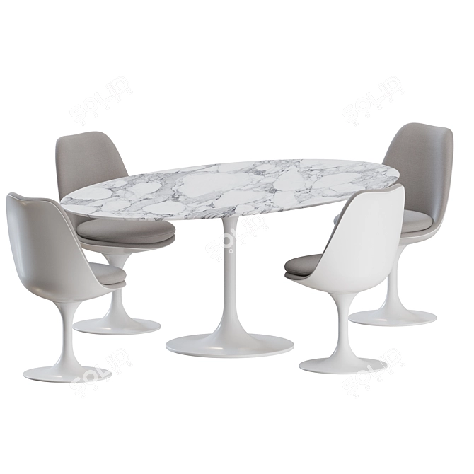 Modern Knoll Tulip Dining Set 3D model image 3