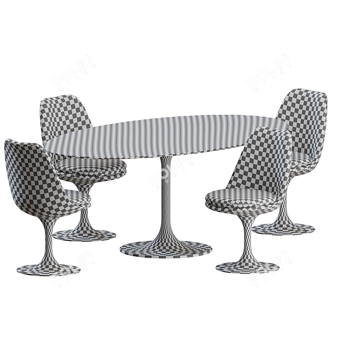 Modern Knoll Tulip Dining Set 3D model image 4