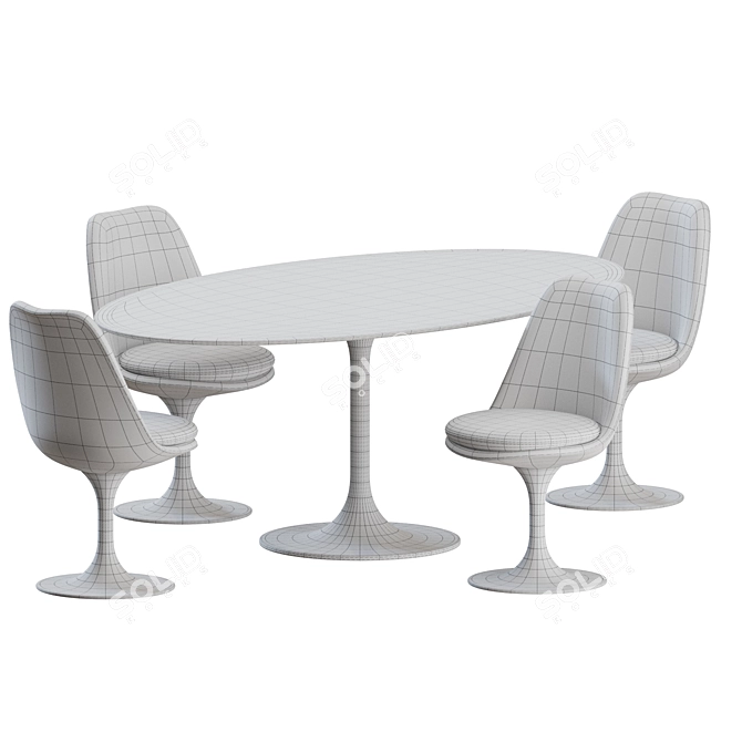 Modern Knoll Tulip Dining Set 3D model image 5