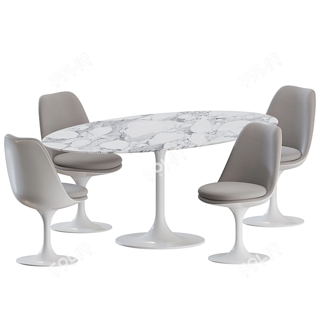 Modern Knoll Tulip Dining Set 3D model image 6