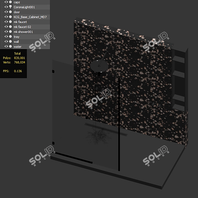 Simulated Terrazzo Shower Panel 3D model image 6