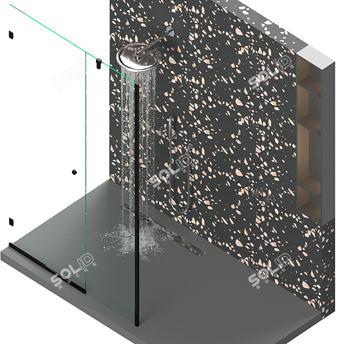 Simulated Terrazzo Shower Panel 3D model image 7