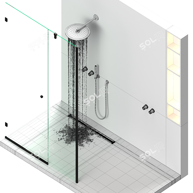 Simulated Terrazzo Shower Panel 3D model image 8