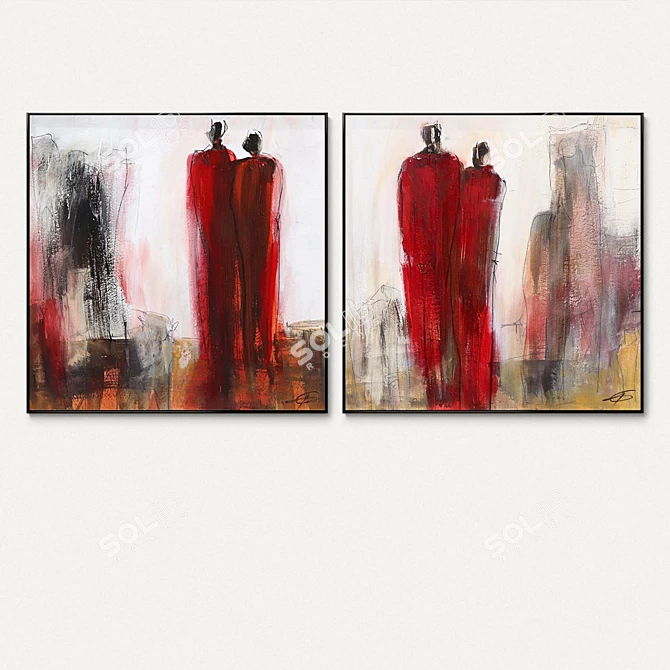 Abstract Plaster Square Frames Set 3D model image 3