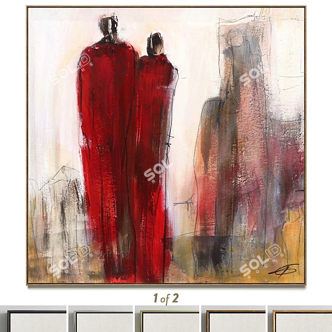 Abstract Plaster Square Frames Set 3D model image 7