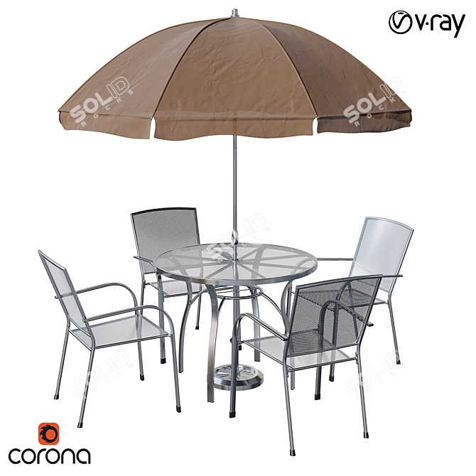 Brenner Metal Outdoor Dining Set 3D model image 1