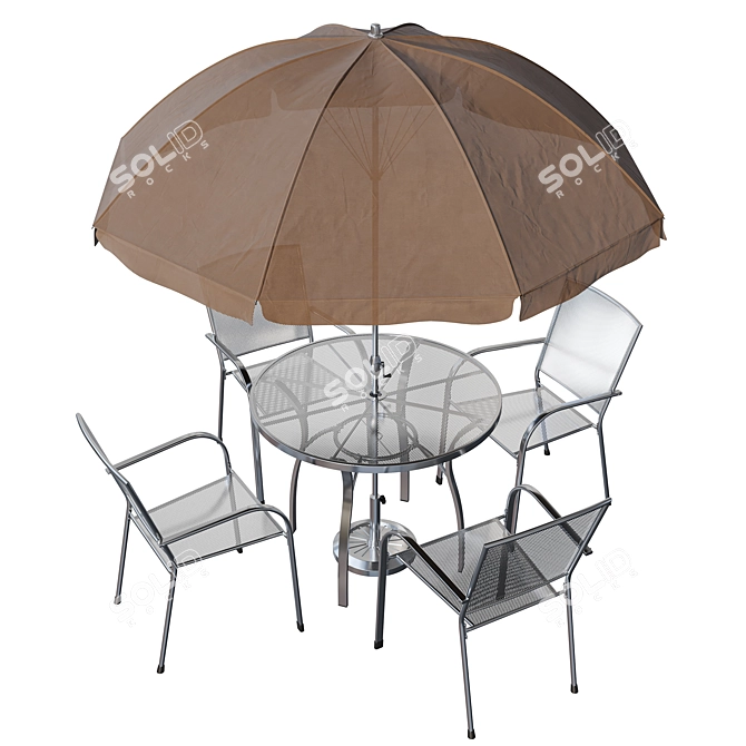 Brenner Metal Outdoor Dining Set 3D model image 3