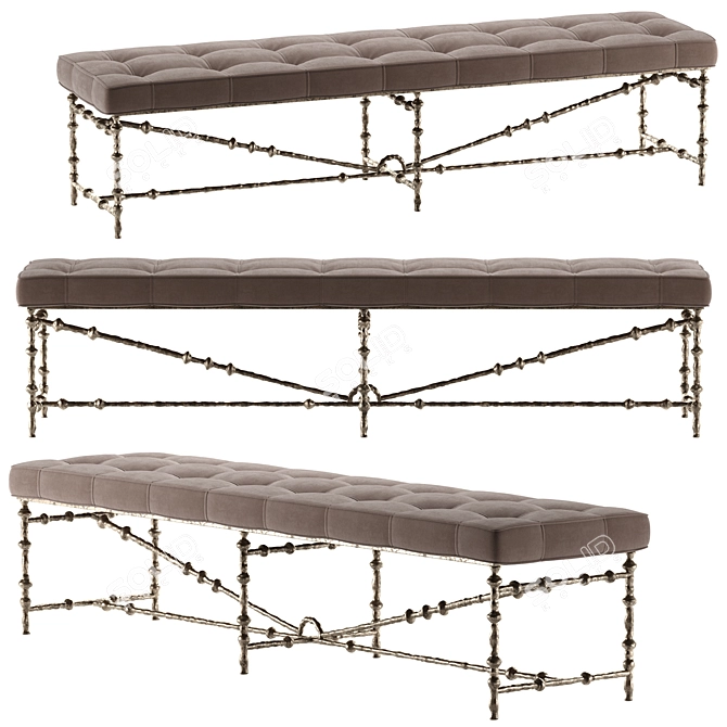 Modern Minimalist Diego Bench Seat 3D model image 1