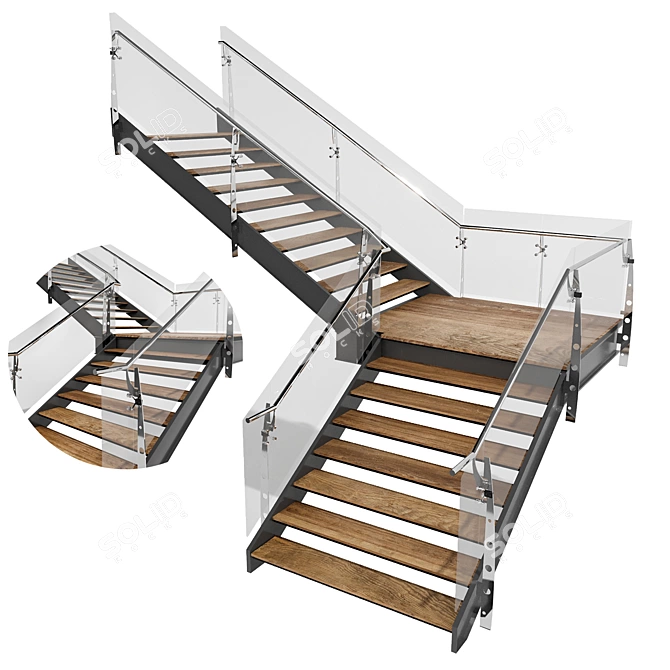 Modern Stair 3D Model FBX 3D model image 1