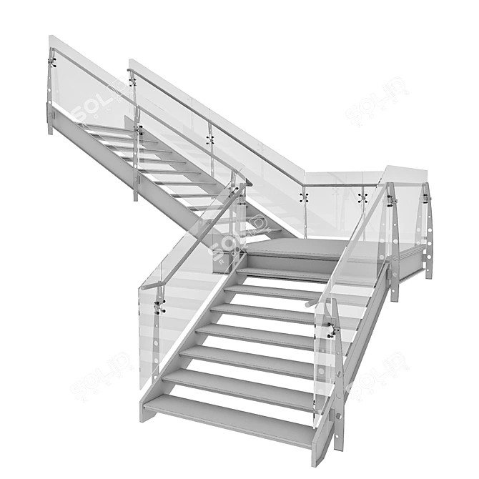 Modern Stair 3D Model FBX 3D model image 5