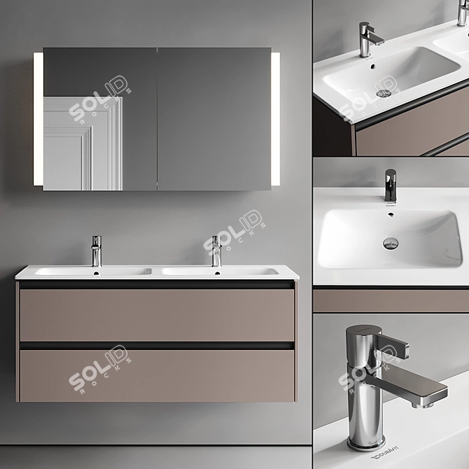 Modern Double Vanity Set Ketho.2 3D model image 1