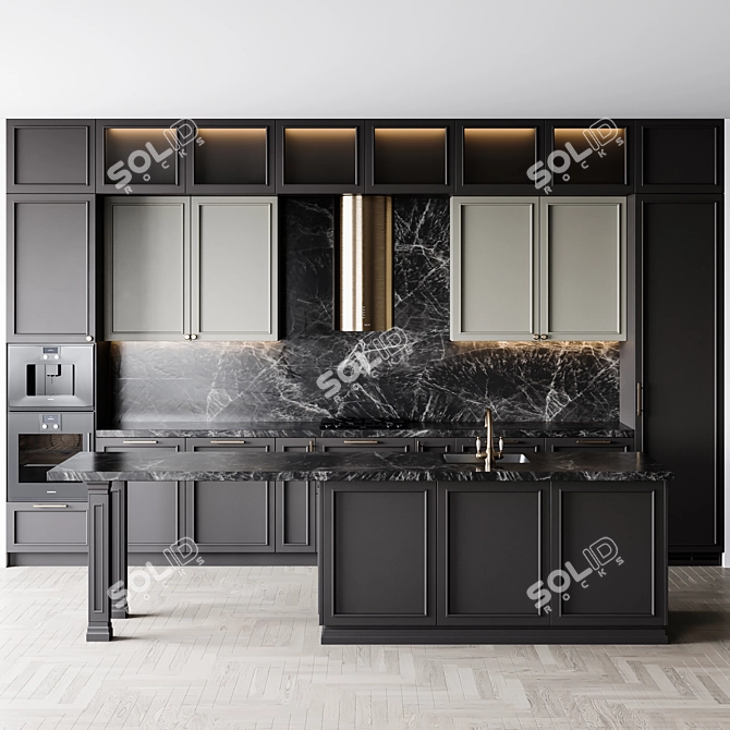  Adjustable Neoclassic Kitchen Cabinet 3D model image 1